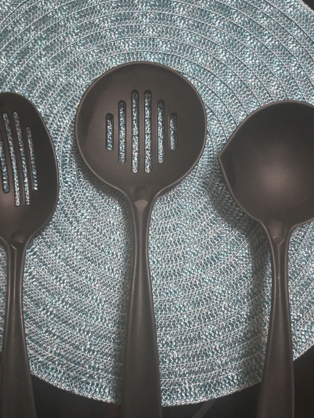 Vtg Tailor Made Black Kitchen Utensil Serving Spoons